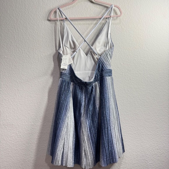 AQUA Cocktail‎ Mini Dress Medium Metallic Gradient Ombre Spaghetti Strap V-Neck - Picture 6 of 13
